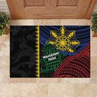 Philippines Christmas Rubber Doormat Xmas Tree Filipino Tribal Patterns DT05 Black - Polynesian Pride