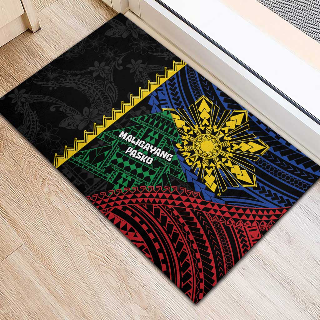 Philippines Christmas Rubber Doormat Xmas Tree Filipino Tribal Patterns DT05 - Polynesian Pride