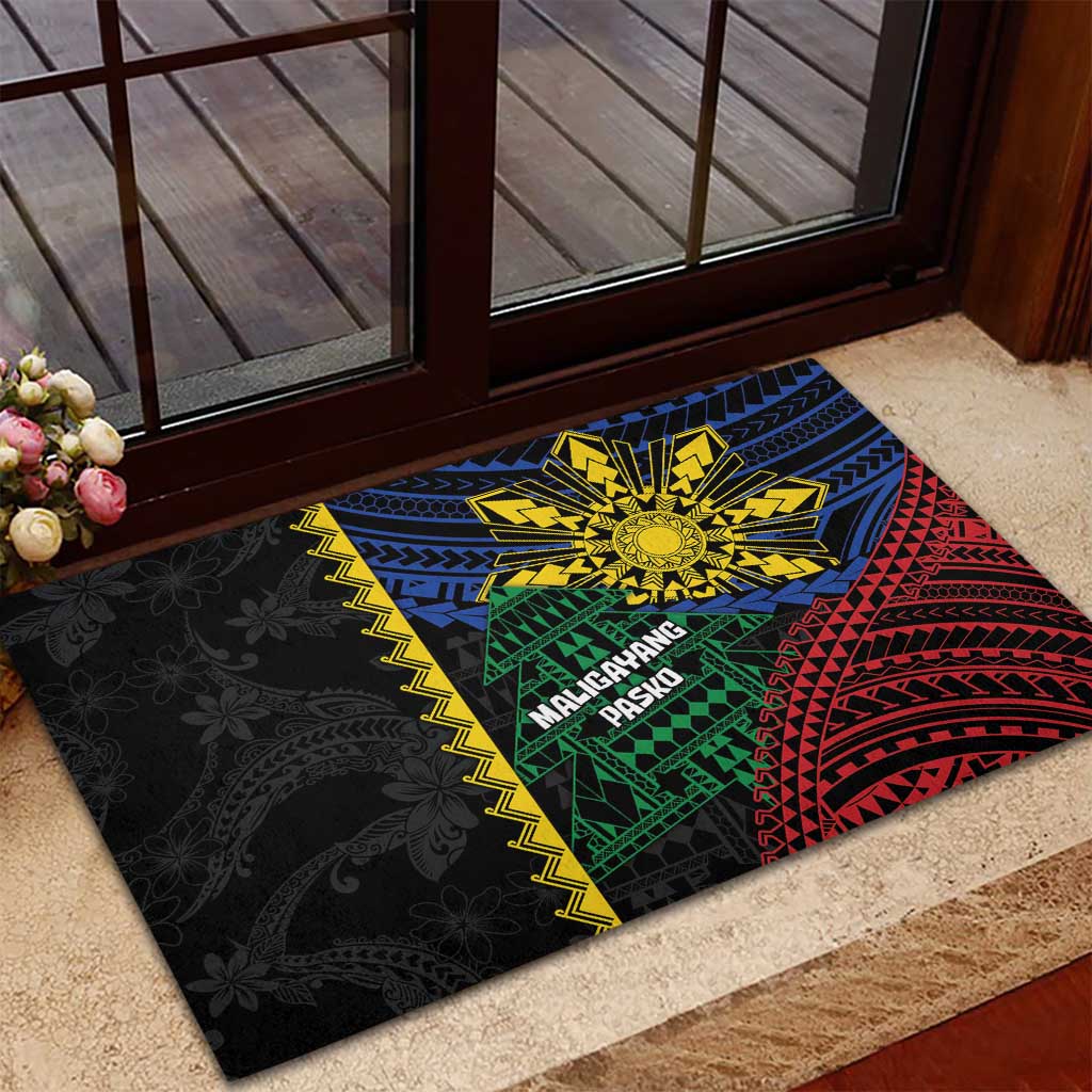 Philippines Christmas Rubber Doormat Xmas Tree Filipino Tribal Patterns DT05 - Polynesian Pride