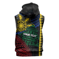 Personalised Philippines Christmas Sleeveless Hoodie Xmas Tree Filipino Tribal Patterns - Polynesian Pride