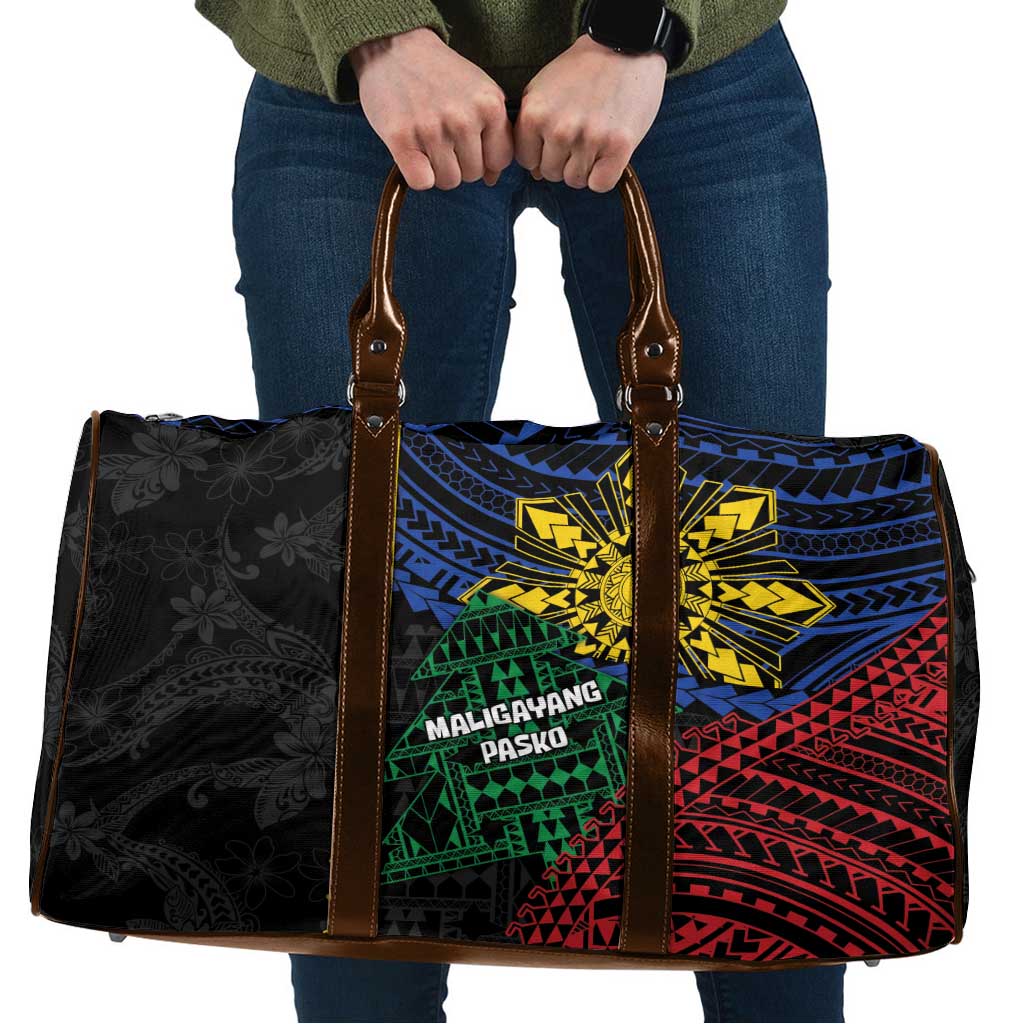 Philippines Christmas Travel Bag Xmas Tree Filipino Tribal Patterns DT05 Black - Polynesian Pride