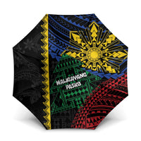 Philippines Christmas Umbrella Xmas Tree Filipino Tribal Patterns DT05 One Size Folded 11.42 inch Opened Diameter 37.4 inch Black - Polynesian Pride