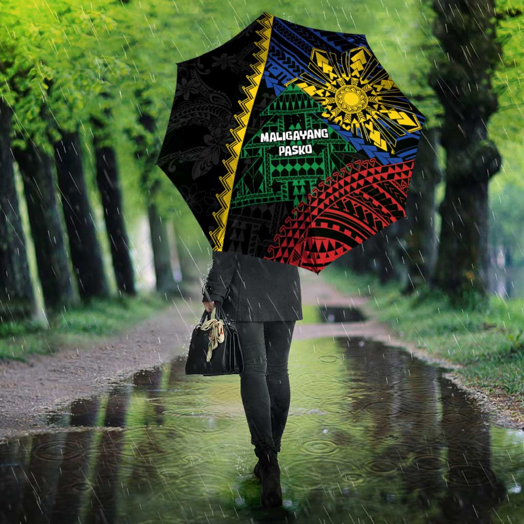 Philippines Christmas Umbrella Xmas Tree Filipino Tribal Patterns DT05 - Polynesian Pride