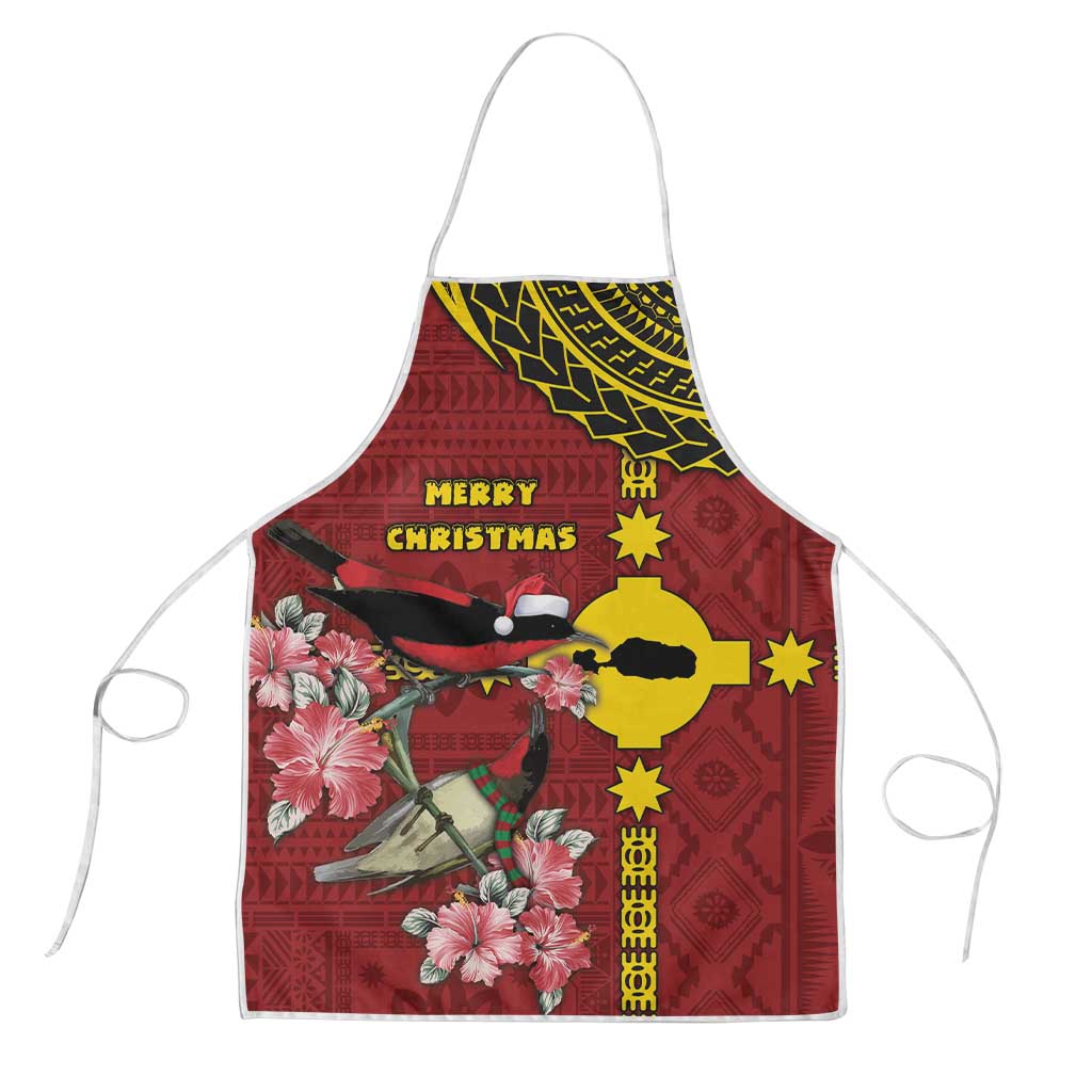 Rotuma Christmas Apron Rotuma Myzomela Birds With Hibiscus Flowers DT05 Red - Polynesian Pride