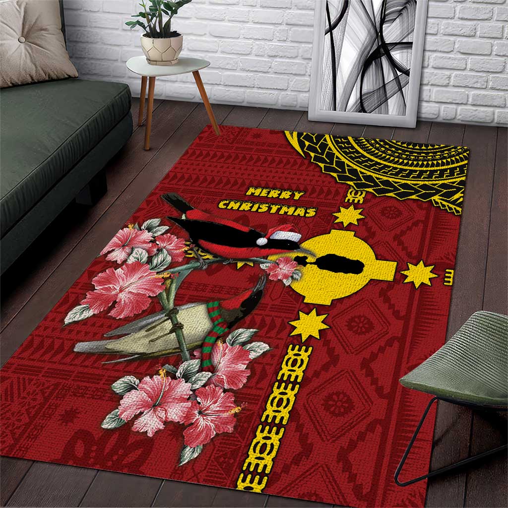 Rotuma Christmas Area Rug Rotuma Myzomela Birds With Hibiscus Flowers - Polynesian Pride