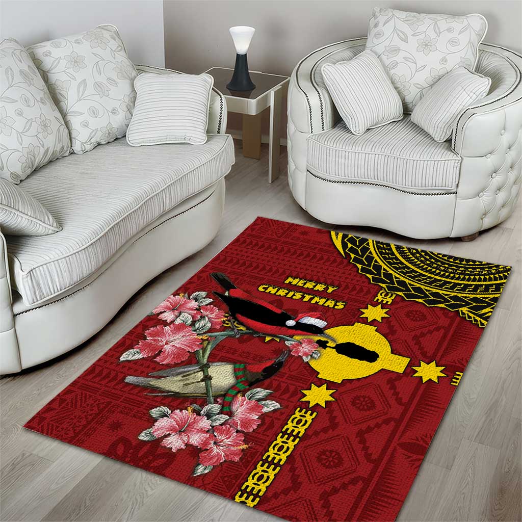 Rotuma Christmas Area Rug Rotuma Myzomela Birds With Hibiscus Flowers - Polynesian Pride