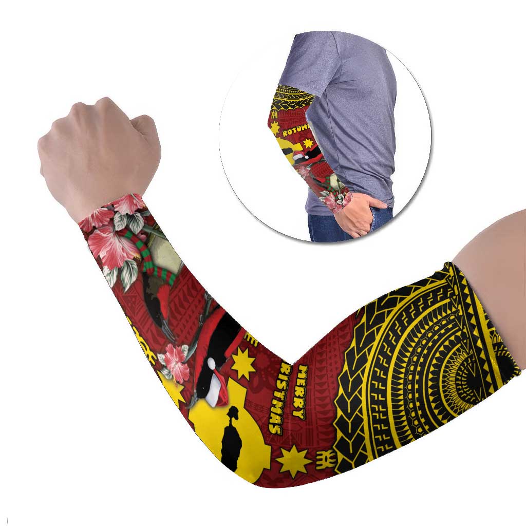Rotuma Christmas Arm Sleeves Rotuma Myzomela Birds With Hibiscus Flowers - Polynesian Pride