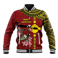 Rotuma Christmas Baseball Jacket Rotuma Myzomela Birds With Hibiscus Flowers DT05 Unisex Red - Polynesian Pride