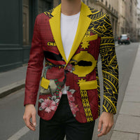 Rotuma Christmas Blazer Rotuma Myzomela Birds With Hibiscus Flowers - Polynesian Pride