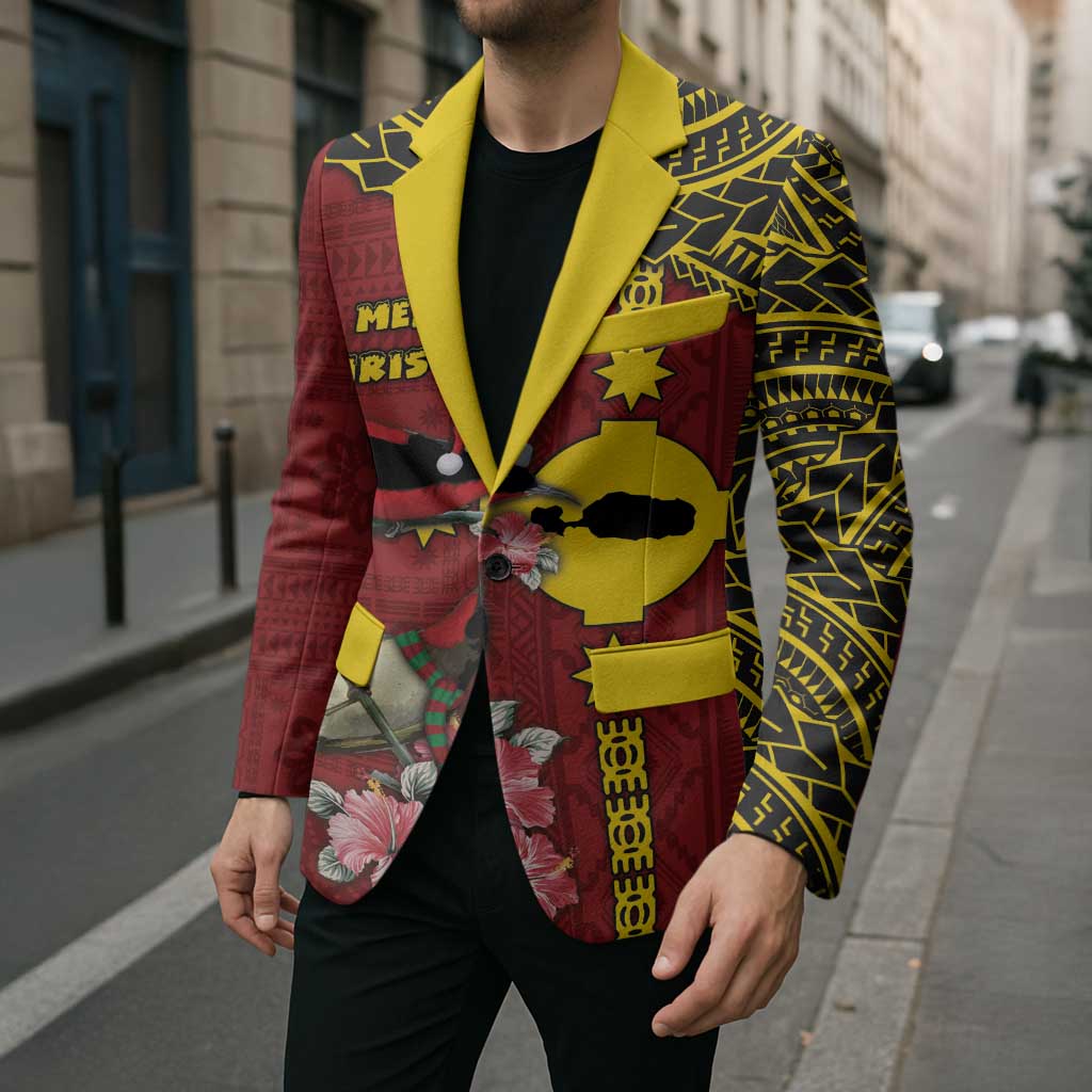 Rotuma Christmas Blazer Rotuma Myzomela Birds With Hibiscus Flowers - Polynesian Pride