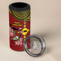 Rotuma Christmas 4 in 1 Can Cooler Tumbler Rotuma Myzomela Birds With Hibiscus Flowers DT05 - Polynesian Pride