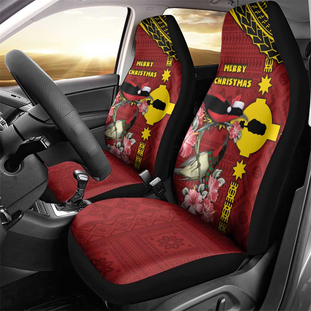Rotuma Christmas Car Seat Cover Rotuma Myzomela Birds With Hibiscus Flowers - Polynesian Pride