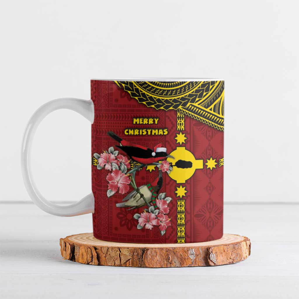 Rotuma Christmas Ceramic Mug Rotuma Myzomela Birds With Hibiscus Flowers - Polynesian Pride