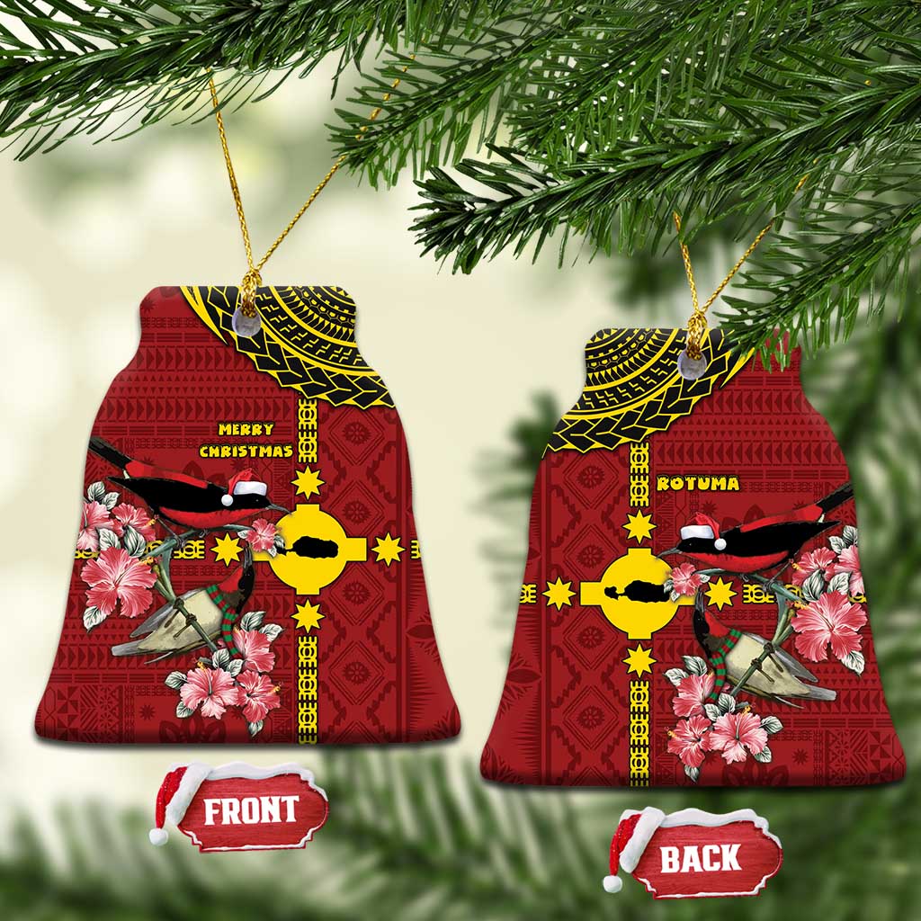 Rotuma Christmas Ceramic Ornament Rotuma Myzomela Birds With Hibiscus Flowers - Polynesian Pride