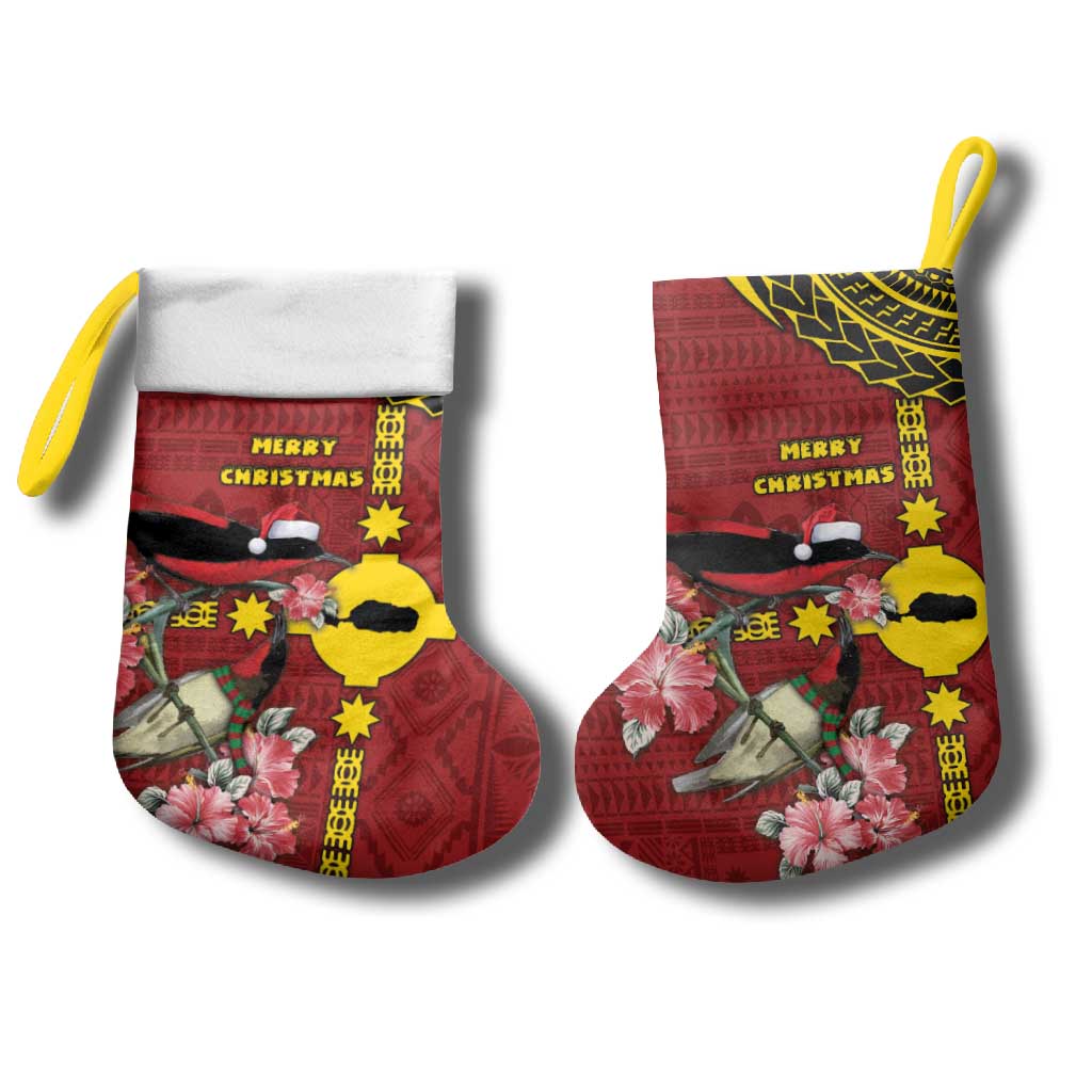 Rotuma Christmas Stocking Rotuma Myzomela Birds With Hibiscus Flowers - Polynesian Pride