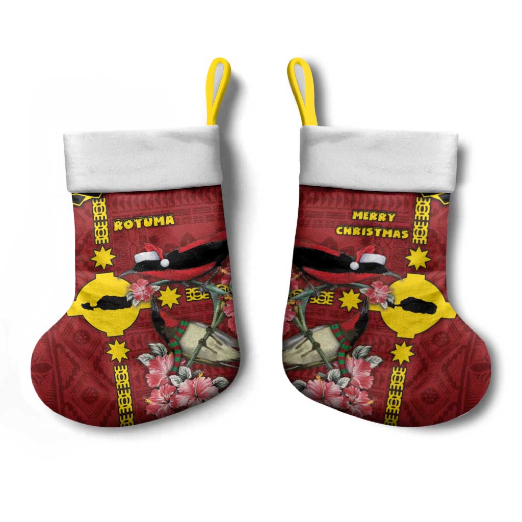 Rotuma Christmas Stocking Rotuma Myzomela Birds With Hibiscus Flowers - Polynesian Pride