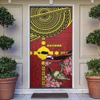 Rotuma Christmas Door Cover Rotuma Myzomela Birds With Hibiscus Flowers DT05 Red - Polynesian Pride