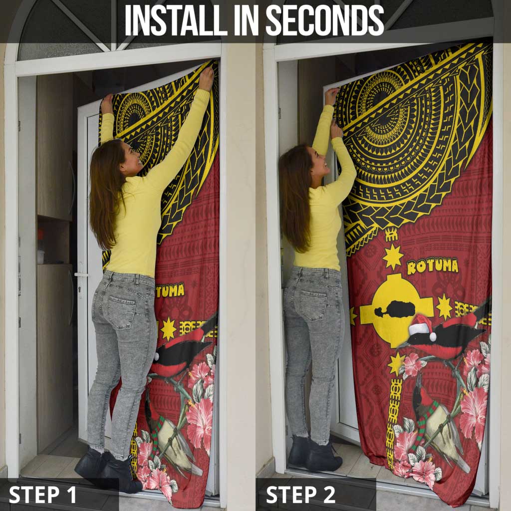 Rotuma Christmas Door Cover Rotuma Myzomela Birds With Hibiscus Flowers DT05 - Polynesian Pride