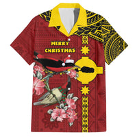 Rotuma Christmas Family Matching Off The Shoulder Long Sleeve Dress and Hawaiian Shirt Rotuma Myzomela Birds With Hibiscus Flowers - Polynesian Pride