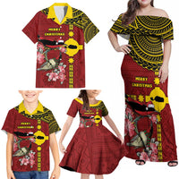 Rotuma Christmas Family Matching Off Shoulder Maxi Dress and Hawaiian Shirt Rotuma Myzomela Birds With Hibiscus Flowers - Polynesian Pride