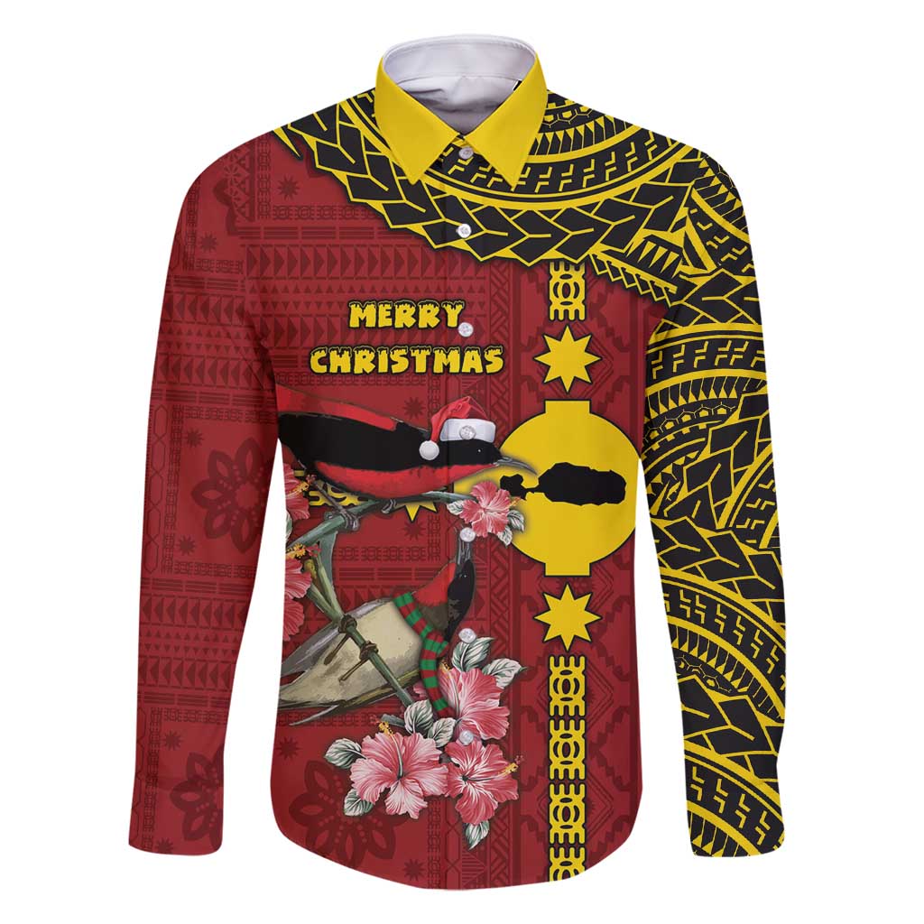 Rotuma Christmas Family Matching Off Shoulder Maxi Dress and Hawaiian Shirt Rotuma Myzomela Birds With Hibiscus Flowers - Polynesian Pride
