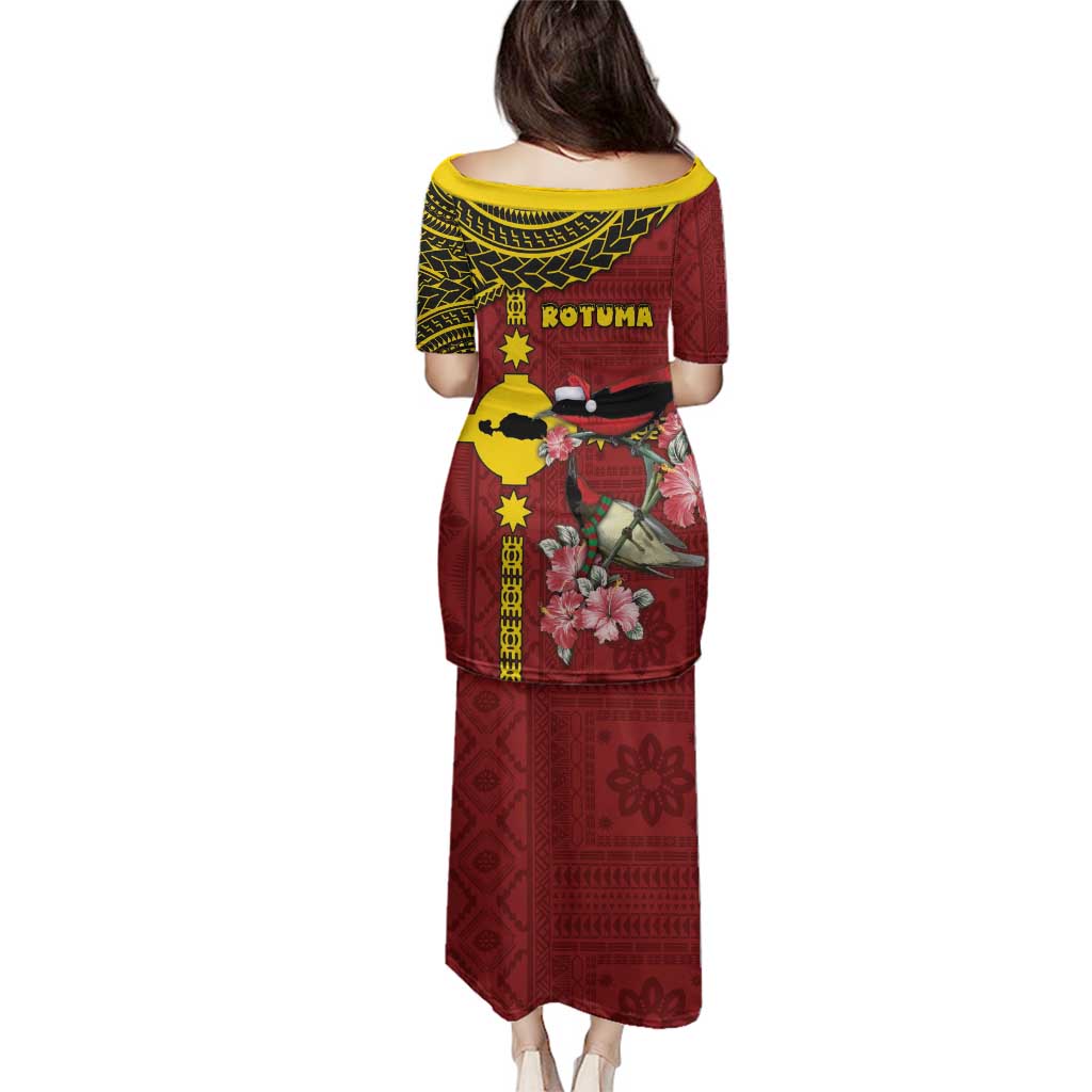 Rotuma Christmas Family Matching Puletasi and Hawaiian Shirt Rotuma Myzomela Birds With Hibiscus Flowers - Polynesian Pride