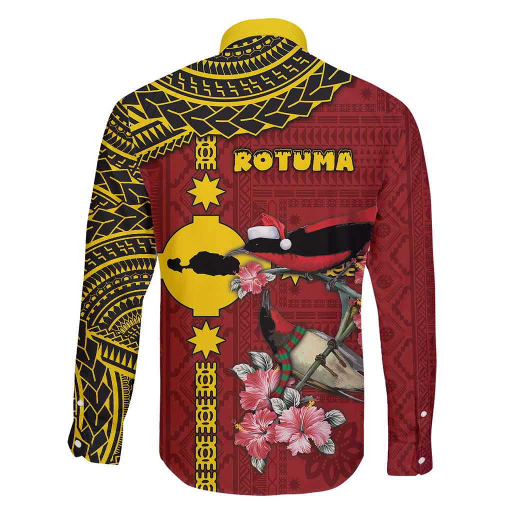 Rotuma Christmas Family Matching Summer Maxi Dress and Hawaiian Shirt Rotuma Myzomela Birds With Hibiscus Flowers - Polynesian Pride