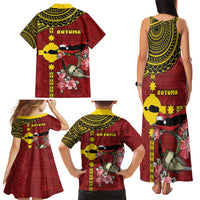 Rotuma Christmas Family Matching Tank Maxi Dress and Hawaiian Shirt Rotuma Myzomela Birds With Hibiscus Flowers - Polynesian Pride