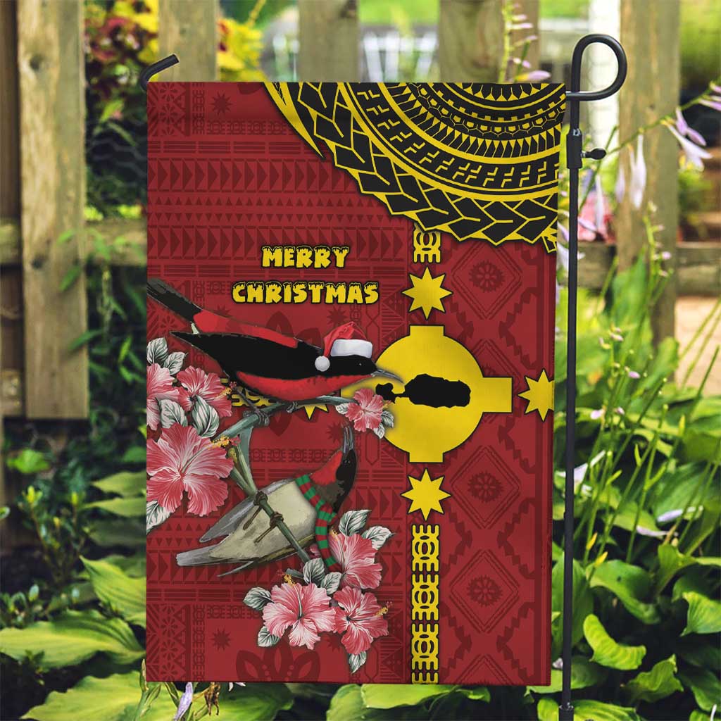 Rotuma Christmas Garden Flag Rotuma Myzomela Birds With Hibiscus Flowers DT05 Garden Flag Red - Polynesian Pride
