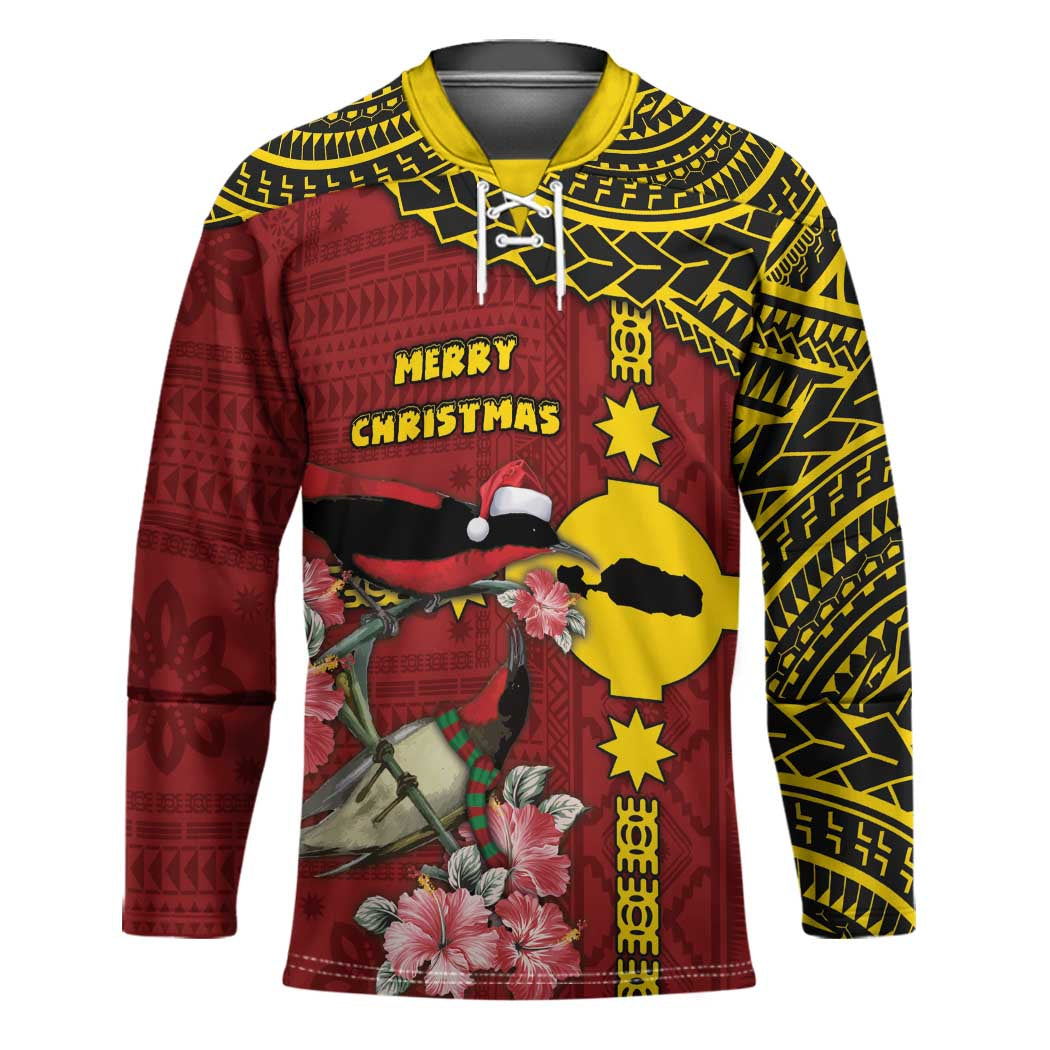 Rotuma Christmas Hockey Jersey Rotuma Myzomela Birds With Hibiscus Flowers - Polynesian Pride