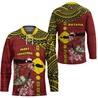 Rotuma Christmas Hockey Jersey Rotuma Myzomela Birds With Hibiscus Flowers - Polynesian Pride