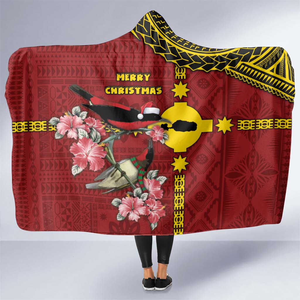 Rotuma Christmas Hooded Blanket Rotuma Myzomela Birds With Hibiscus Flowers - Polynesian Pride