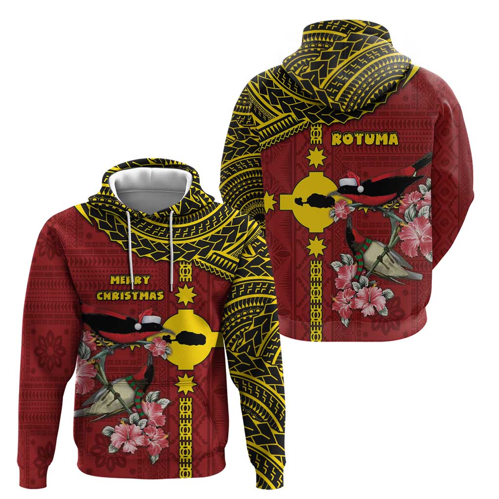 Rotuma Christmas Hoodie Rotuma Myzomela Birds With Hibiscus Flowers - Polynesian Pride