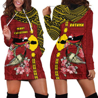 Rotuma Christmas Hoodie Dress Rotuma Myzomela Birds With Hibiscus Flowers - Polynesian Pride