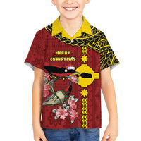 Rotuma Christmas Kid Hawaiian Shirt Rotuma Myzomela Birds With Hibiscus Flowers DT05 Kid Red - Polynesian Pride