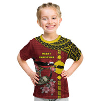 Rotuma Christmas Kid T Shirt Rotuma Myzomela Birds With Hibiscus Flowers DT05 Red - Polynesian Pride