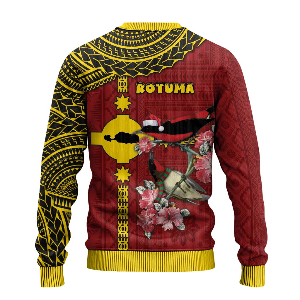 Rotuma Christmas Ugly Christmas Sweater Rotuma Myzomela Birds With Hibiscus Flowers - Polynesian Pride