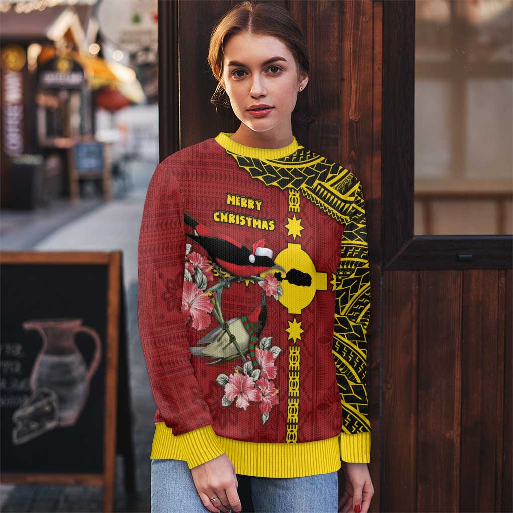 Rotuma Christmas Ugly Christmas Sweater Rotuma Myzomela Birds With Hibiscus Flowers - Polynesian Pride