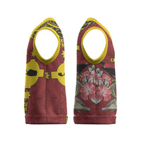 Rotuma Christmas Knitted V-Neck Vest Rotuma Myzomela Birds With Hibiscus Flowers DT05 - Polynesian Pride