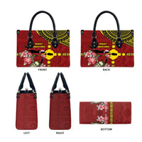 Rotuma Christmas Leather Bag Rotuma Myzomela Birds With Hibiscus Flowers - Polynesian Pride