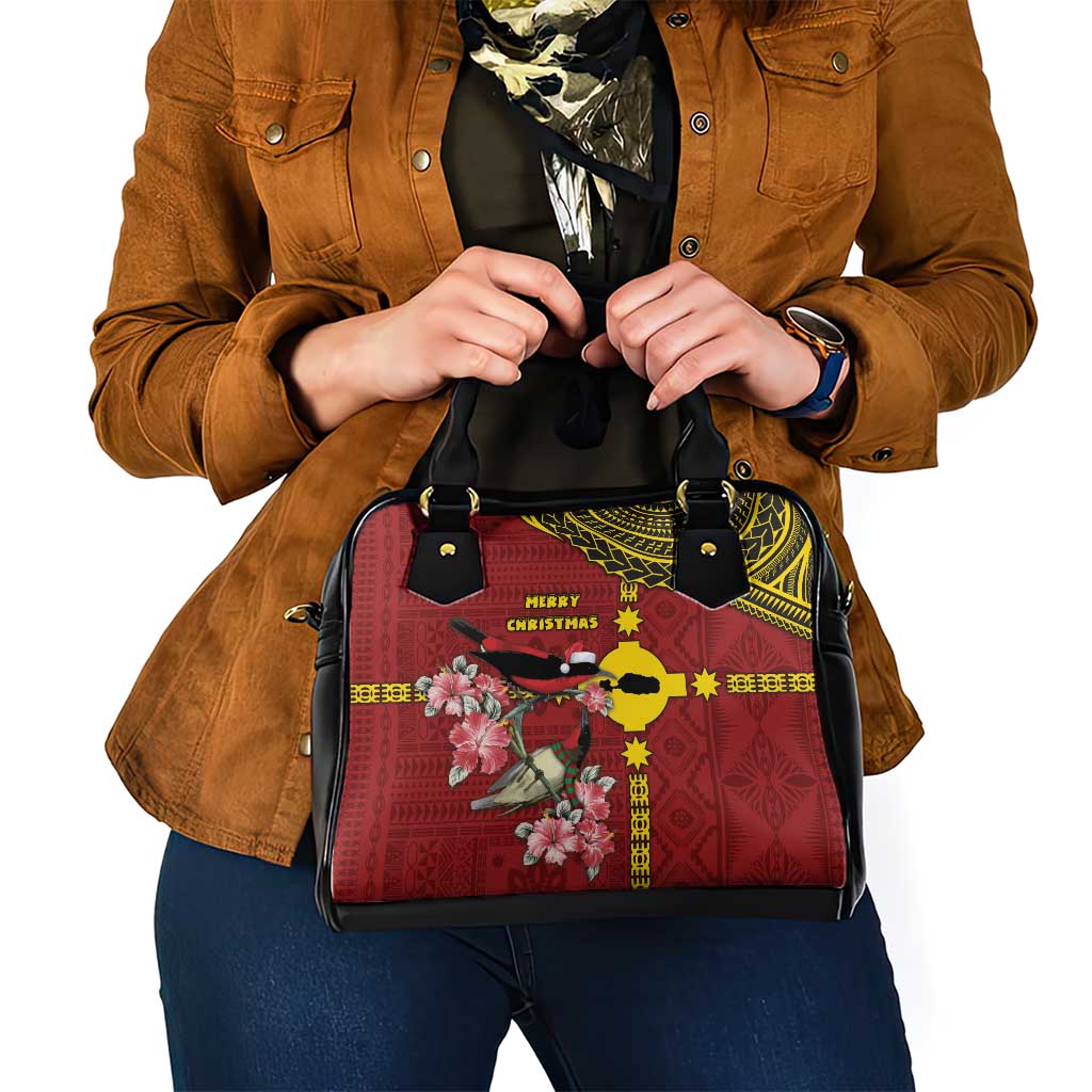 Rotuma Christmas Shoulder Handbag Rotuma Myzomela Birds With Hibiscus Flowers - Polynesian Pride