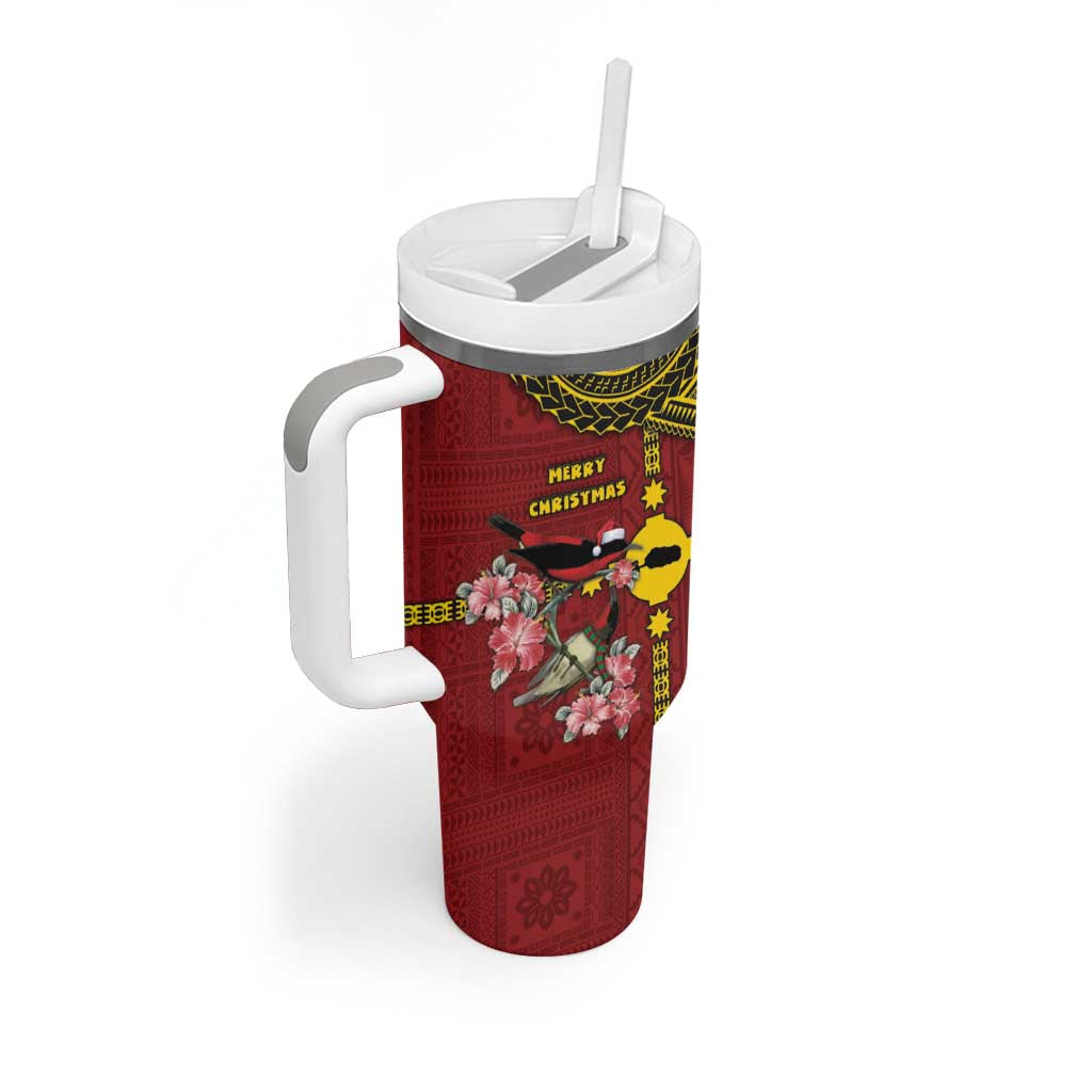 Rotuma Christmas Tumbler With Handle Rotuma Myzomela Birds With Hibiscus Flowers DT05 - Polynesian Pride