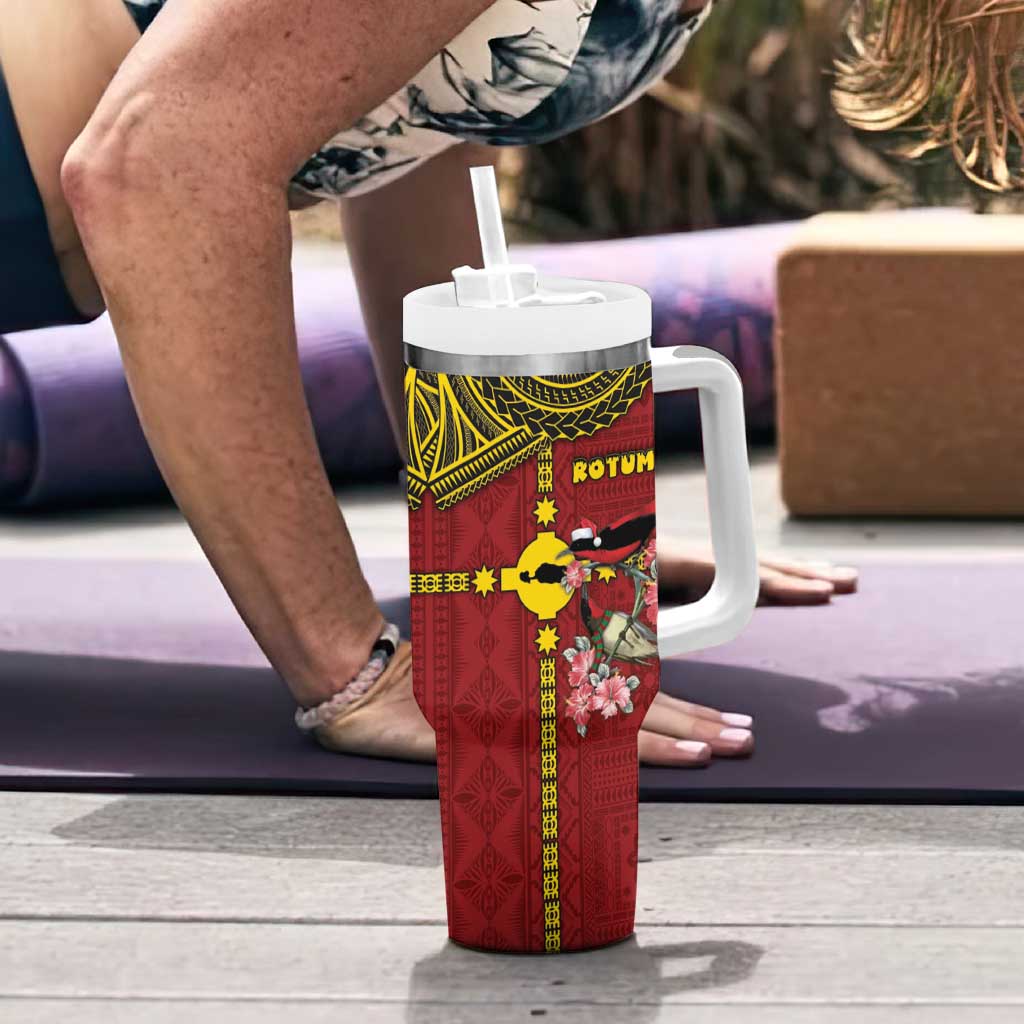 Rotuma Christmas Tumbler With Handle Rotuma Myzomela Birds With Hibiscus Flowers DT05 - Polynesian Pride