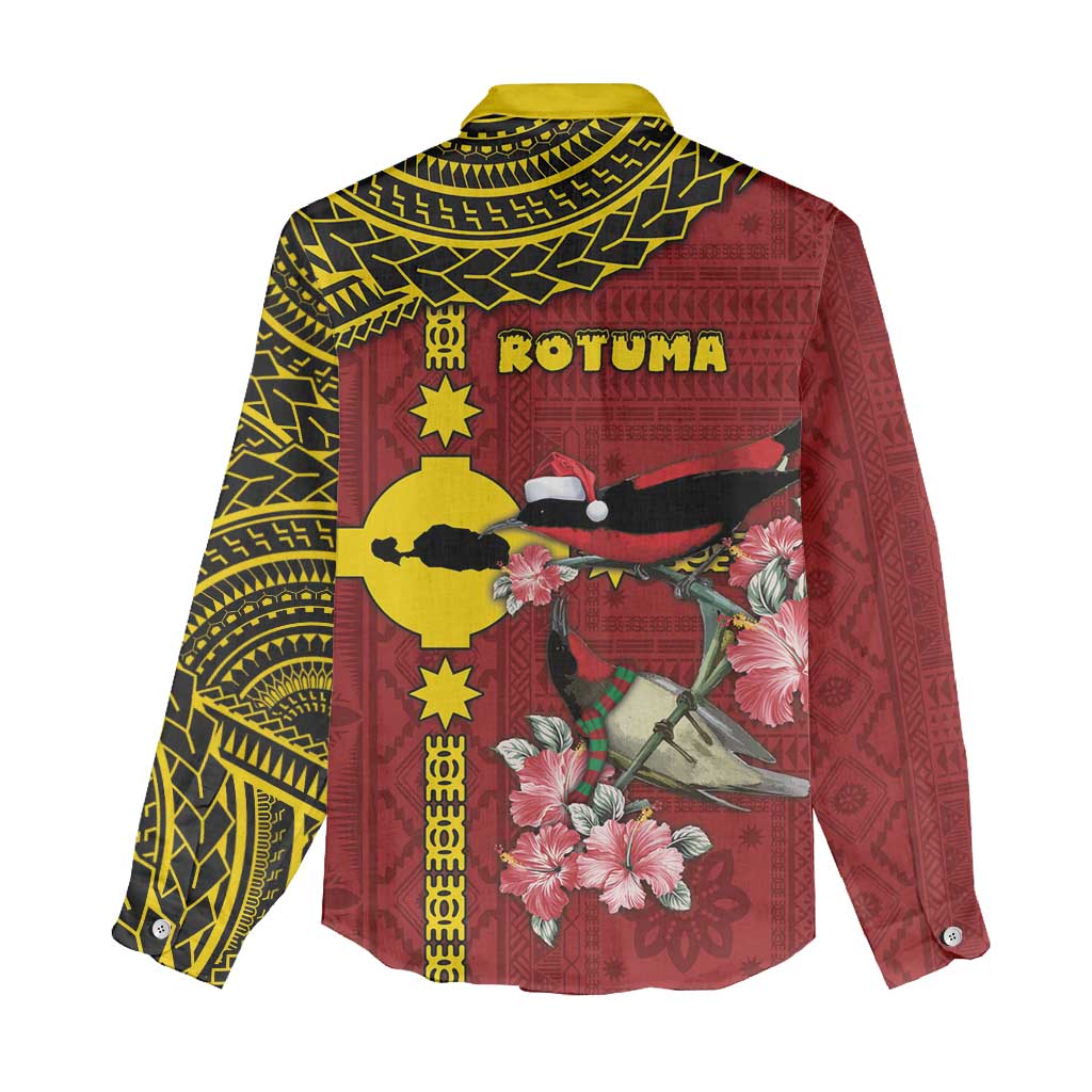 Rotuma Christmas Women Casual Shirt Rotuma Myzomela Birds With Hibiscus Flowers - Polynesian Pride