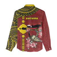 Rotuma Christmas Women Casual Shirt Rotuma Myzomela Birds With Hibiscus Flowers - Polynesian Pride