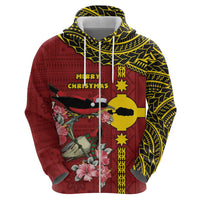 Rotuma Christmas Zip Hoodie Rotuma Myzomela Birds With Hibiscus Flowers DT05 - Polynesian Pride