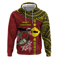 Rotuma Christmas Zip Hoodie Rotuma Myzomela Birds With Hibiscus Flowers DT05 Pullover Hoodie Red - Polynesian Pride
