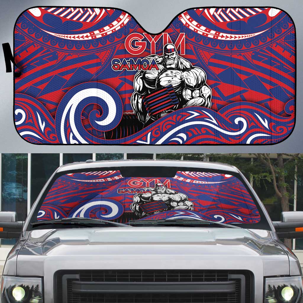 Samoa Gym Auto Sun Shade Muscle Samoan Tribal Waves DT05 Navy - Polynesian Pride