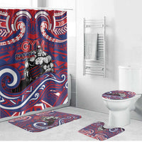 Samoa Gym Bathroom Set Muscle Samoan Tribal Waves DT05 Bathroom Set (4 pcs) Navy - Polynesian Pride