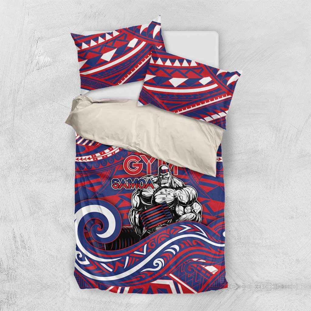 Samoa Gym Bedding Set Muscle Samoan Tribal Waves DT05 US Twin 172cm x 218cm Navy - Polynesian Pride